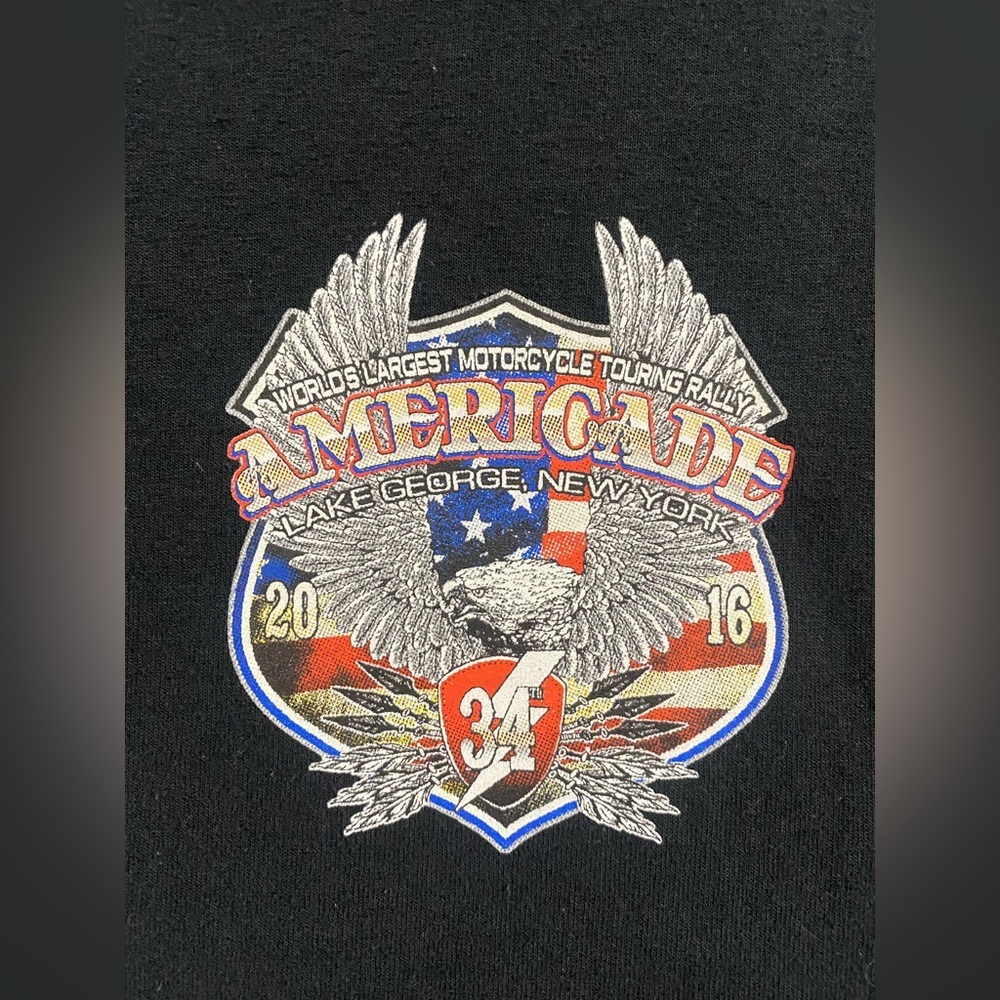 Americade 2016 T-Shirt Mens Medium Graphic Print Motorcycle Biker Rally Souvenir - Picture 2 of 5